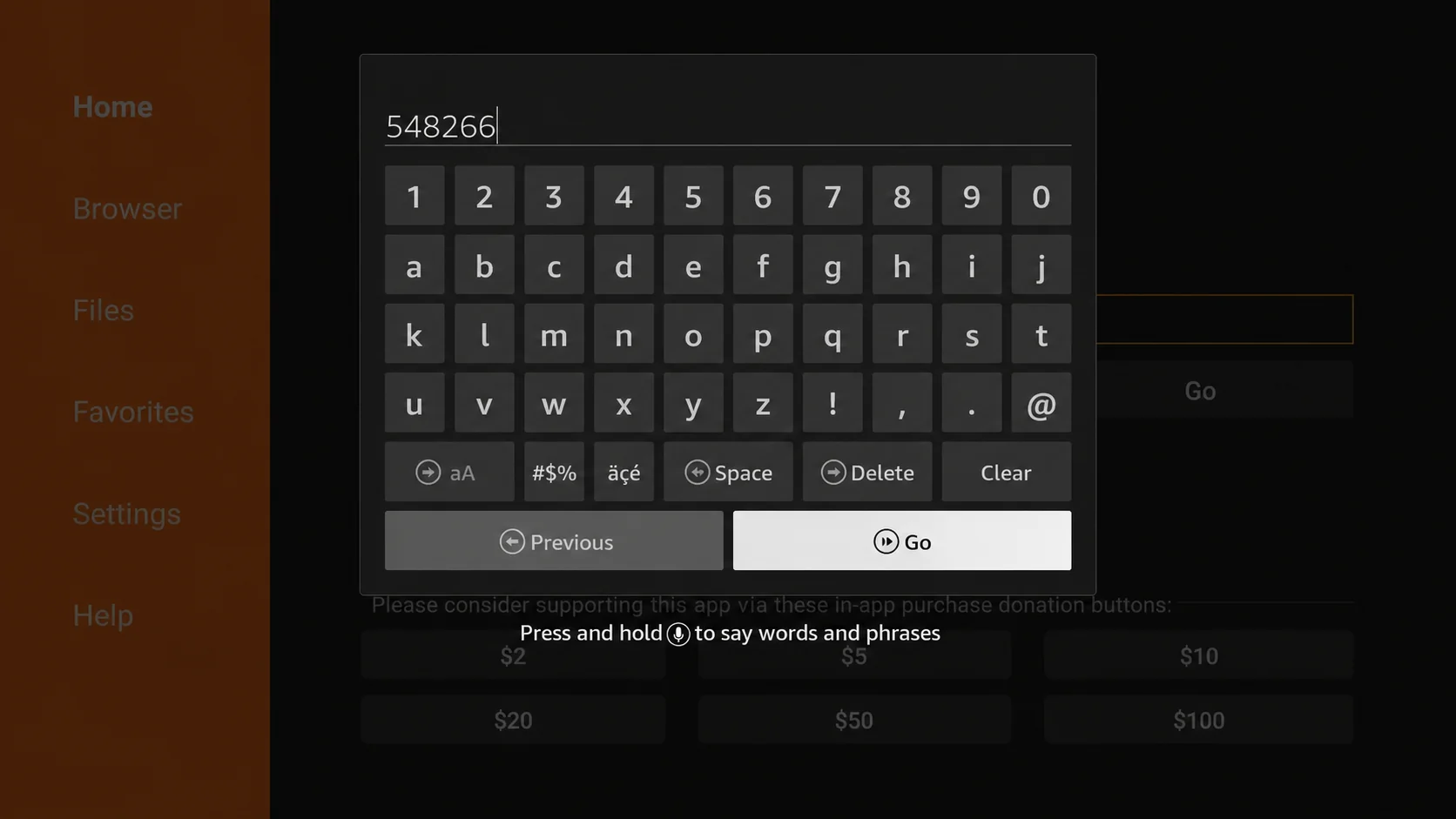 Downloader App öffnen und TiviMate Code eingeben