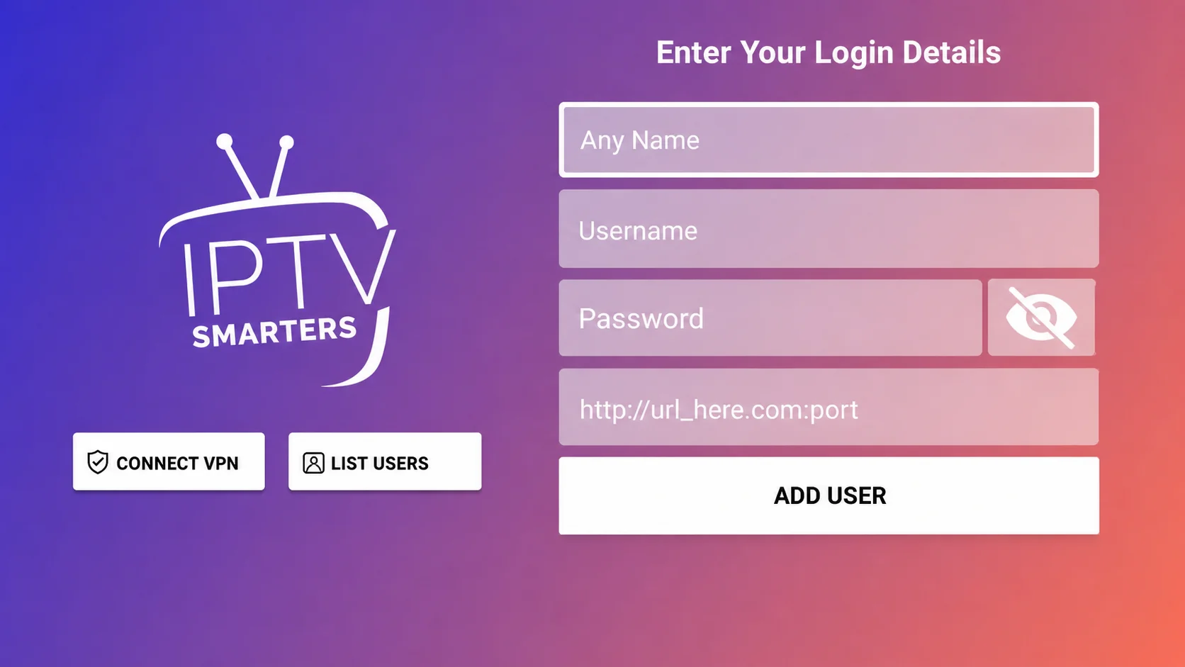 IPTV Smarters Pro Zugangsdaten eingeben